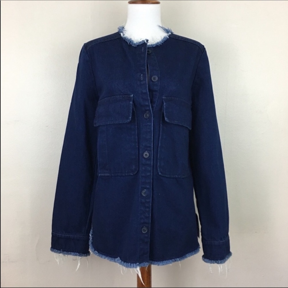 Zara Trafaluc‎ Jean Jacket XS 100% Cotton Relaxed Casual Grunge Edgy Shacket - Picture 3 of 8